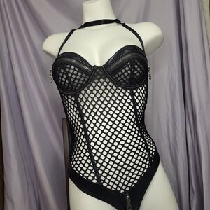 Fashion Nova Black Mesh Shapewear Bodysuit